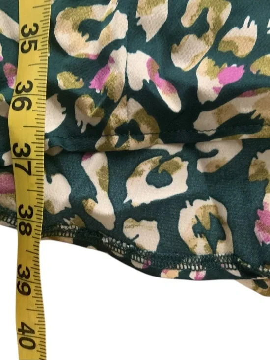 Boohoo Teal Green Floral-Leopard Print Wrap Dress - Picture 9 of 9